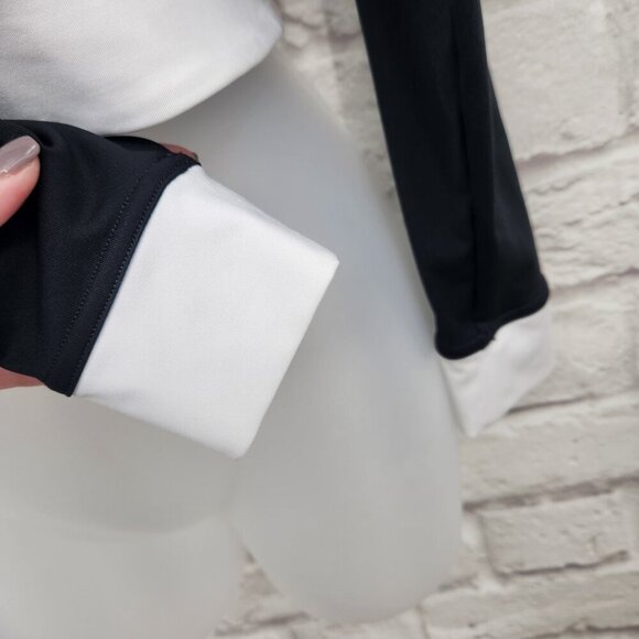 Nike Sportswear Team Long Sleeve High Neck Cropped Top Black White Logo XS - Picture 4 of 14